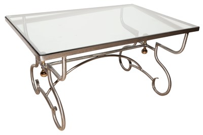 Lot 344 - Glass, Brass and Steel Low Table Height 16...