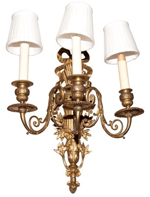 Lot 84 - Pair of Louis XVI Style Gilt-Metal Three-Light...