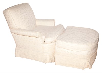 Lot 352 - Pair of Upholstered Club Chairs and Ottoman en...
