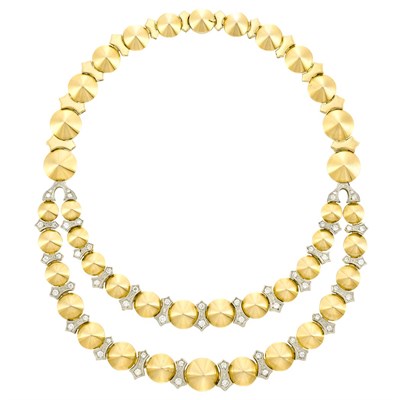 Lot 578 - Gold, Platinum and Diamond Necklace