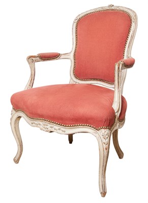 Lot 305 - Louis XV Style Upholstered Painted Fauteuil en...