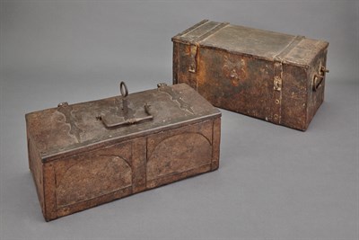 Lot 652 - Two Continental Iron Strong Boxes One possibly...
