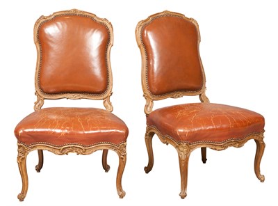 Lot 328 - Pair of Louis XV Style Leather Upholstered...