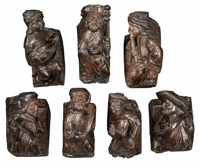 Lot 670 - Group of Seven Oak Corbels English or Flemish,...