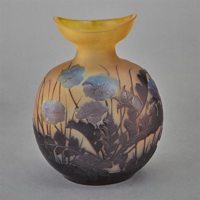 Lot 230 - Gallé Acid Etched Floral Decorated Cameo Glass...