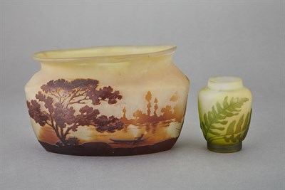 Lot 215 - Two Gallé Acid Etched Cameo Glass Vases Circa...
