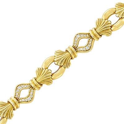 Lot 368 - Gold and Diamond Bracelet