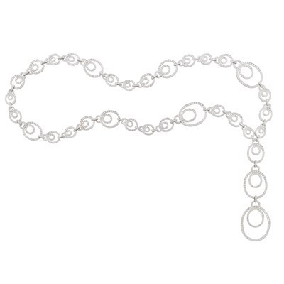 Lot 531 - Long White Gold and Diamond Pendant-Necklace