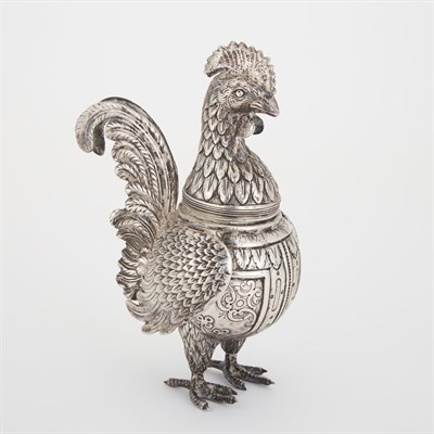 Lot 410 - Continental Silver Novelty Bird-Form Spice Box...