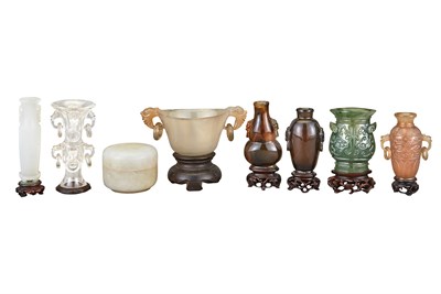 Lot 144 - Group of Eight Chinese Hardstone, Glass and...