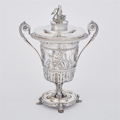 Lot 367 - French Silver Mounted Glass Sugar Vase...