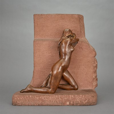 Lot 1 - French Bronze and Red Sandstone Figure...
