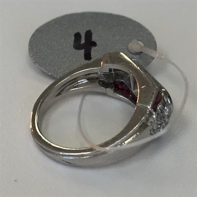 Lot 4 - Art Deco Platinum, Ruby and Diamond Ring