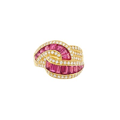 Lot 228 - Gold, Pink Tourmaline and Diamond Ring