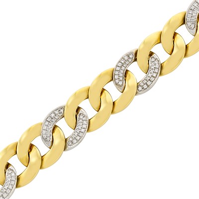 Lot 276 - Two-Color Gold and Diamond Curb Link Bracelet