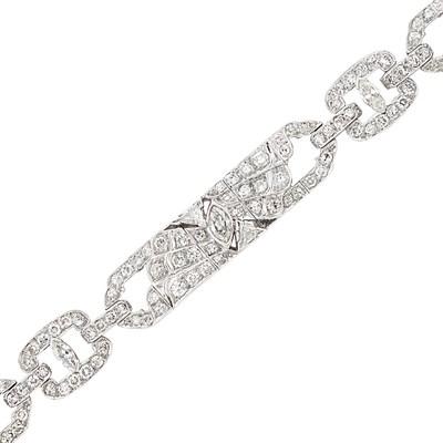 Lot 460 - Art Deco Platinum and Diamond Bracelet