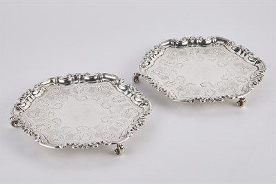 Lot 466 - Pair of Georgian Sterling Silver Salvers...