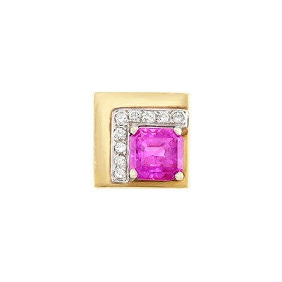 Lot 545 - Two-Color Gold, Pink Sapphire and Diamond Ring