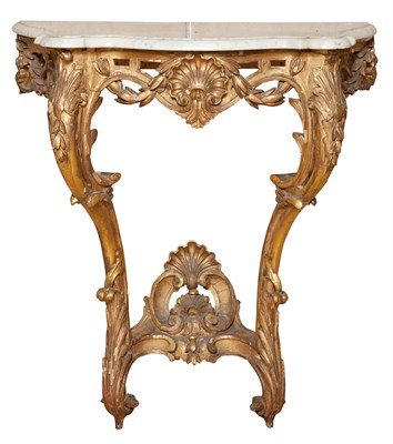 Lot 235 - Rococo Style Giltwood Marble Top Console Table...