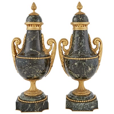 Lot 159 - Pair of Louis XVI Style Gilt-Bronze and Green...