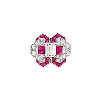 Lot 412 - Platinum, Diamond and Ruby Ring, Attributed to Oscar Heyman Brothers