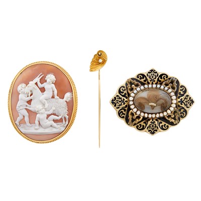 Lot 54 - Two Antique Pins and Stick Pin