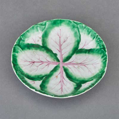 Lot 186 - Chelsea Porcelain Leaf Molded Saucer Circa...