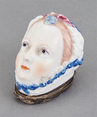 Lot 199 - German Porcelain Lady's Head-Form Bonbonniere...