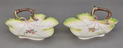 Lot 203 - Pair of Chelsea Porcelain Fig Leaf Dishes...