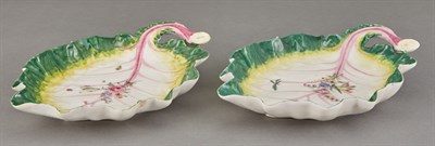 Lot 206 - Pair of Chelsea Porcelain Leaf-Form Dishes...