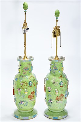 Lot 207 - Pair of Chinese 'Hundred Antiques' Vases Mid...