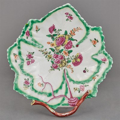 Lot 175 - Two Chelsea Porcelain Double Leaf-Form Dishes...