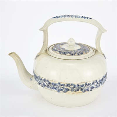 Lot 176 - English Pearlware Kettle and Cover With molded...