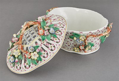 Lot 178 - Worcester Porcelain Chestnut Basket, Cover and...