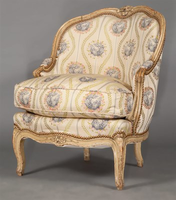 Lot 179 - Pair of Louis XV Style Painted Bergeres Each...