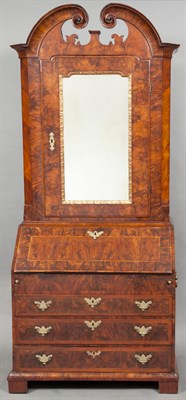 Lot 248 - German Walnut and Parcel Gilt Bureau Bookcase...