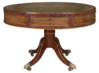 Lot 213 - George IV Mahogany and Satinwood Drum Table...