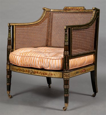 Lot 155 - Pair of Regency Green Painted, Polychrome...