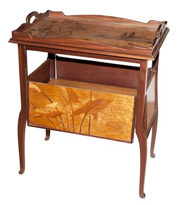 Lot 254 - Art Nouveau Marquetry Inlaid Fruitwood Tray...