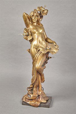 Lot 173 - Art Nouveau Patinated-Bronze Figural...