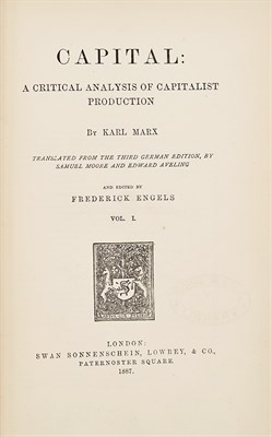 Lot 416 - MARX, KARL [ENGELS, FREDERICK, editor] Capital....