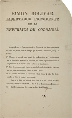 Lot 236 - [BOLIVAR, SIMON] Large group of rare printed...