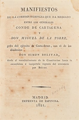 Lot 222 - [ROYALISTS] [DE LA TORRE, MIGUEL and MORILLO,...