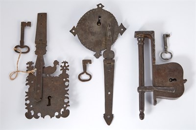 Lot 683 - Group of Three Continental Iron Hasp Locks...