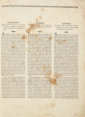 Lot 218 - [ANTI-BOLIVAR TRACT] Manifiesto de las...
