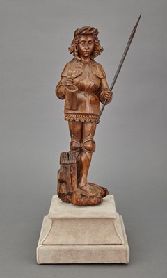 Lot 592 - Carved Pine Figure of Saint Florian Standing,...