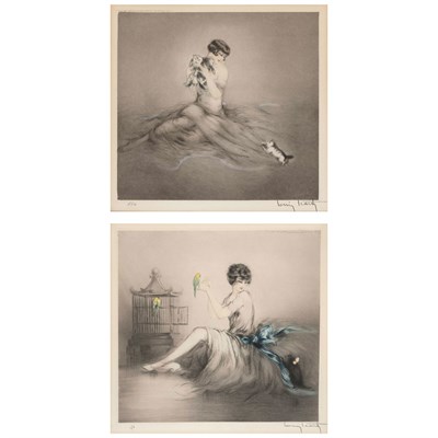 Lot 123 - Louis Icart LITTLE KITTENS; JEALOUSY (H./C./I....