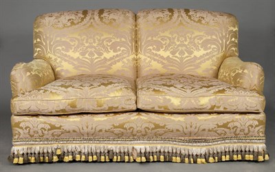 Lot 163 - Silk Damask Upholstered Two-Seat Settee The...