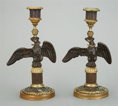 Lot 217 - Pair of Empire Style Gilt and Patinated-Bronze...