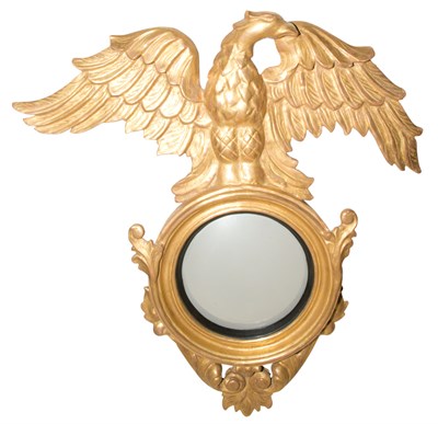 Lot 211 - Pair of Regency Style Giltwood Convex Mirrors...